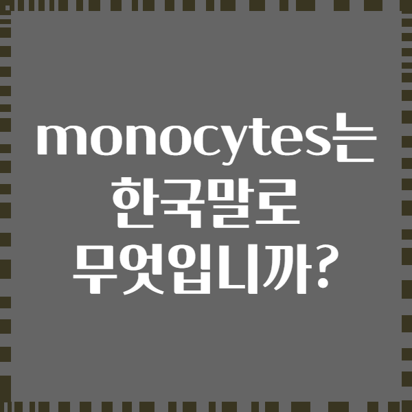 monocytes는 한국말로 무엇입니까?