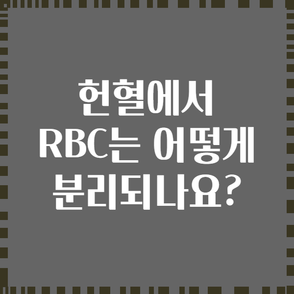 헌혈에서 RBC는 어떻게 분리되나요?