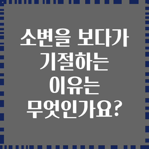 소변을 보다가 기절하는 이유는 무엇인가요?