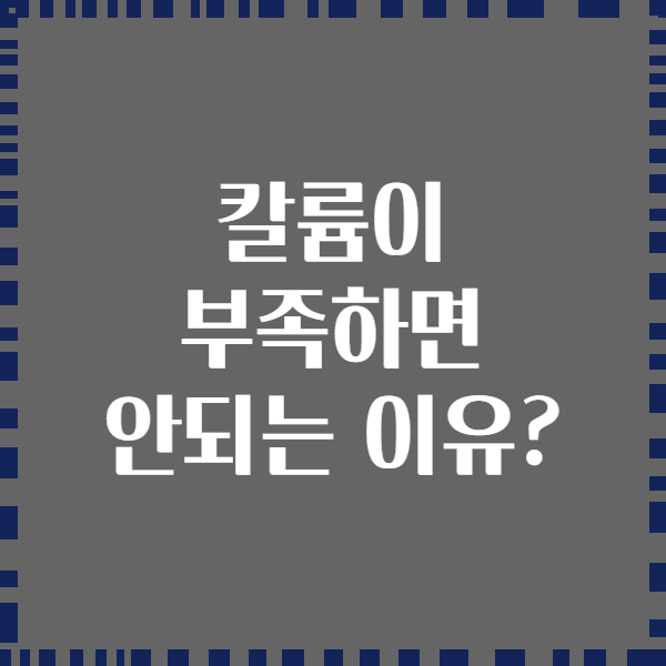 칼륨이 부족하면 안되는 이유?