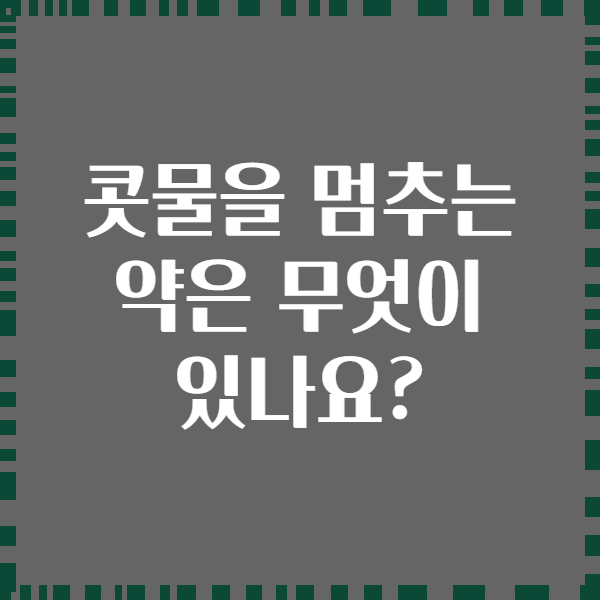 콧물을 멈추는 약은 무엇이 있나요?