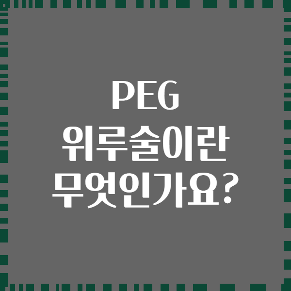PEG 위루술이란 무엇인가요?