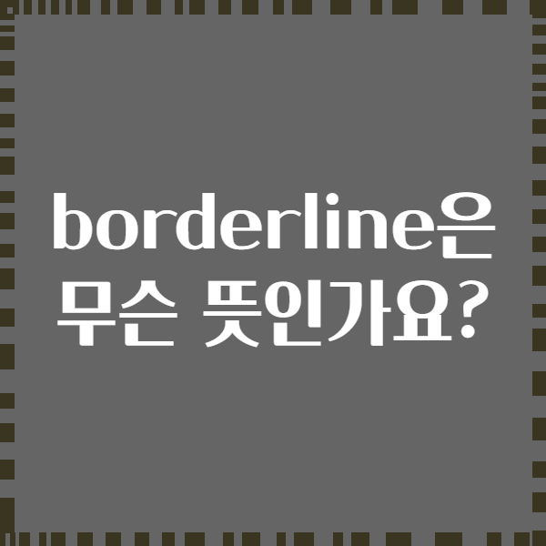 borderline은 무슨 뜻인가요?