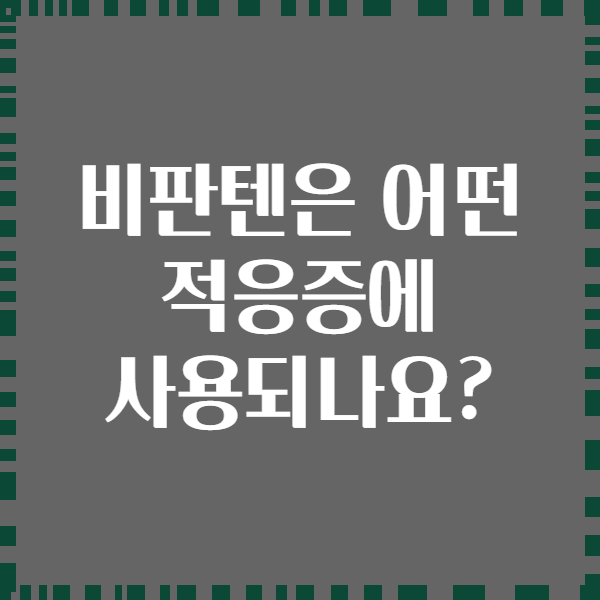 비판텐은 어떤 적응증에 사용되나요?