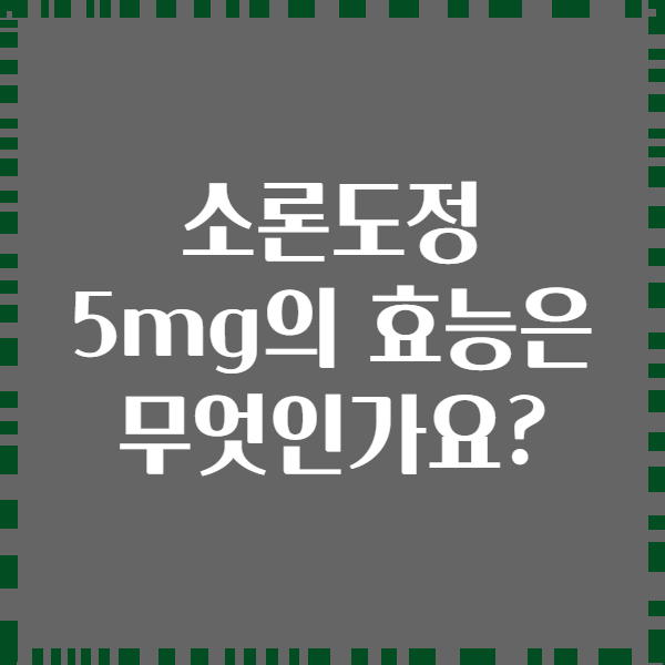 소론도정 5mg의 효능은 무엇인가요?