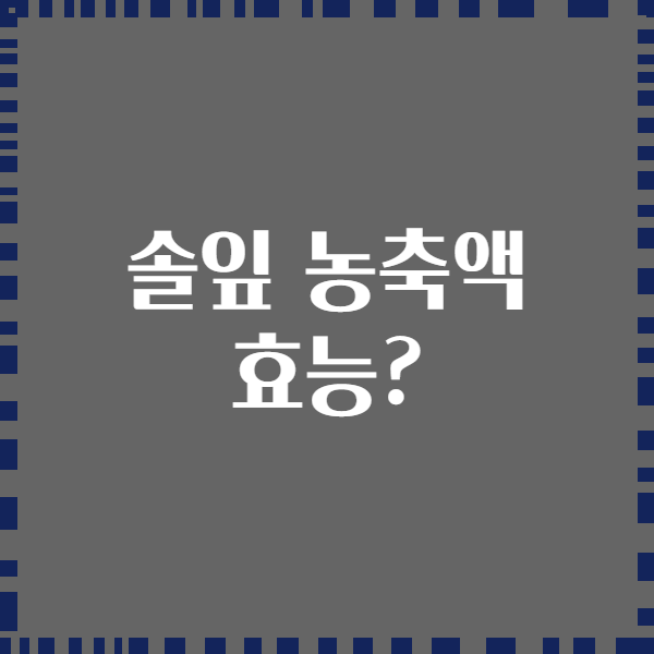 솔잎 농축액 효능?