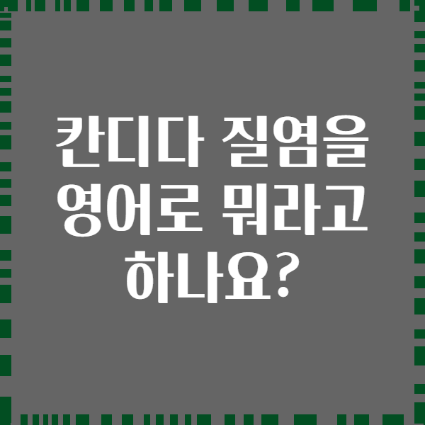 칸디다 질염을 영어로 뭐라고 하나요?