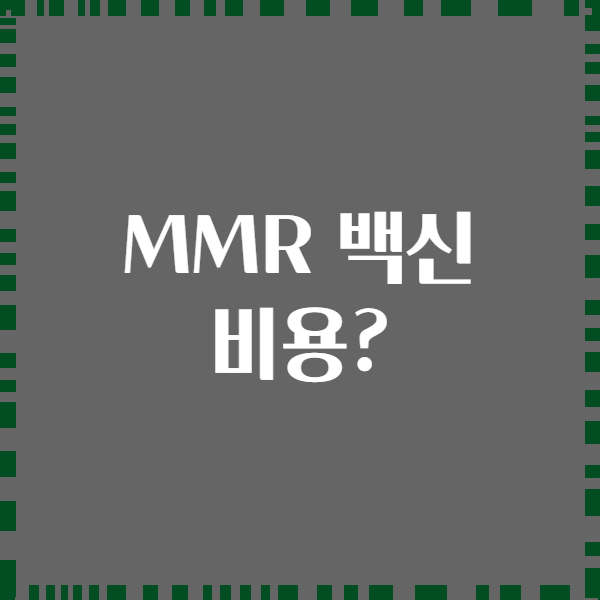 MMR 백신 비용?
