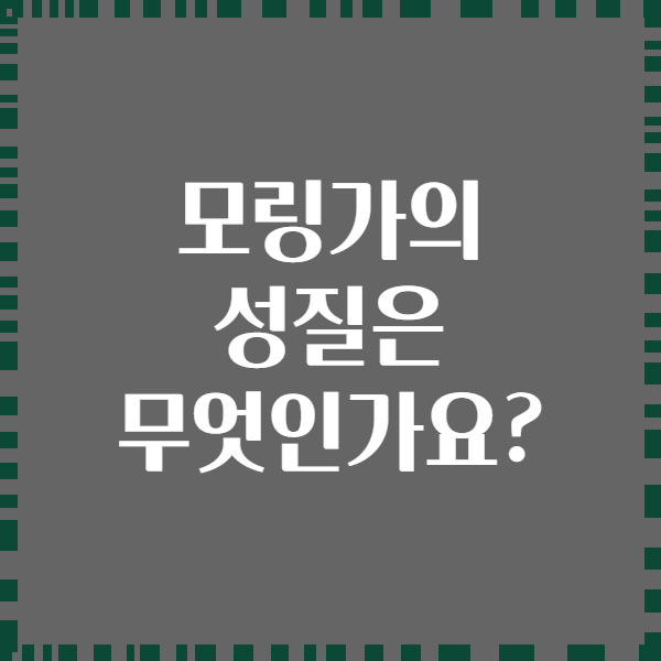 모링가의 성질은 무엇인가요?