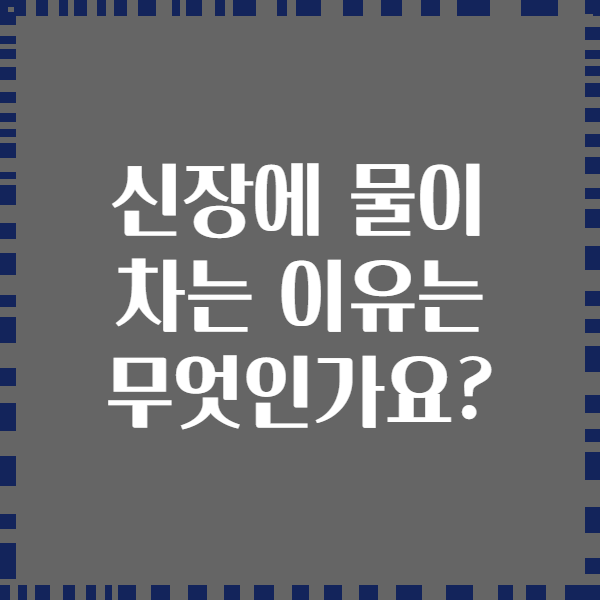 신장에 물이 차는 이유는 무엇인가요?