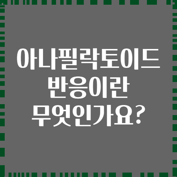 아나필락토이드 반응이란 무엇인가요?