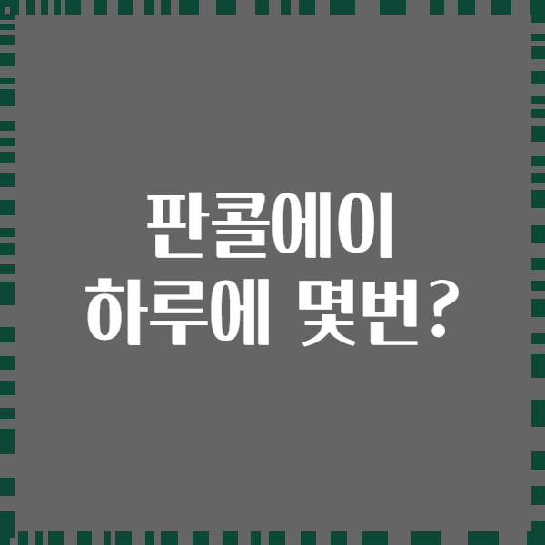 판콜에이 하루에 몇번?