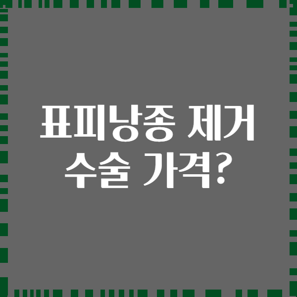 표피낭종 제거 수술 가격?