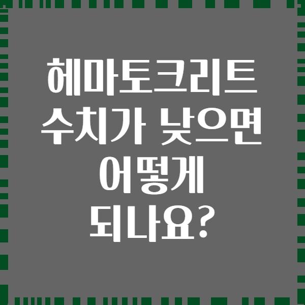헤마토크리트 수치가 낮으면 어떻게 되나요?